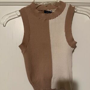 Brown and cream tank top